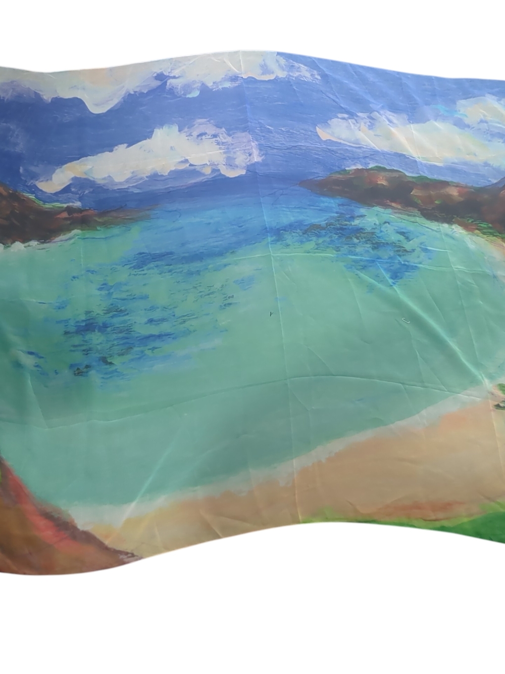 Lightweight Ocean Print Scarf - Blue & Teal